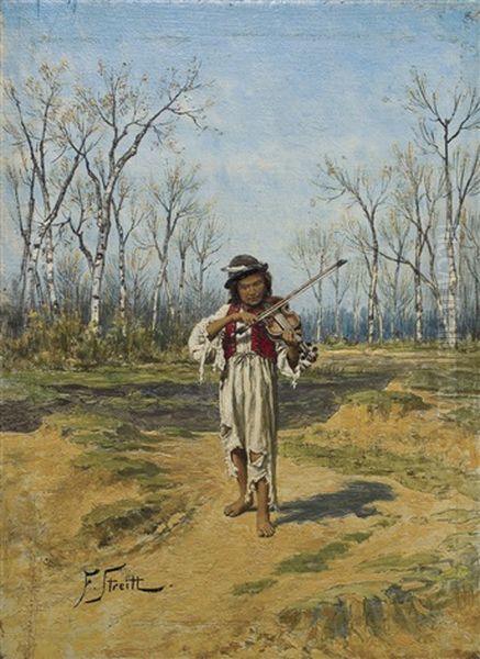 The Young Violinist Oil Painting by Franciszek Streitt