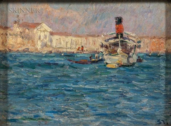 Venedig - Dampfer (venice - Steamer) Oil Painting by Max Arthur Stremel