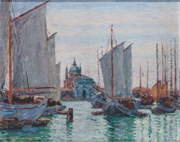 Schiffe An Der Zattere In Venedig Oil Painting by Max Arthur Stremel