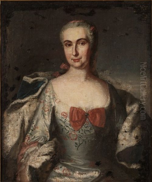 Hedvig Ulrika Liljencrantz (+ Karl Gustaf Silfversparre; Pair) Oil Painting by Johann Joachim Streng