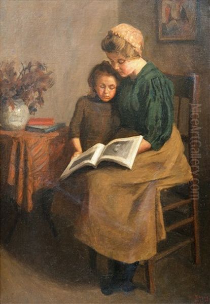 Reading Oil Painting by Vaeinoe Streng