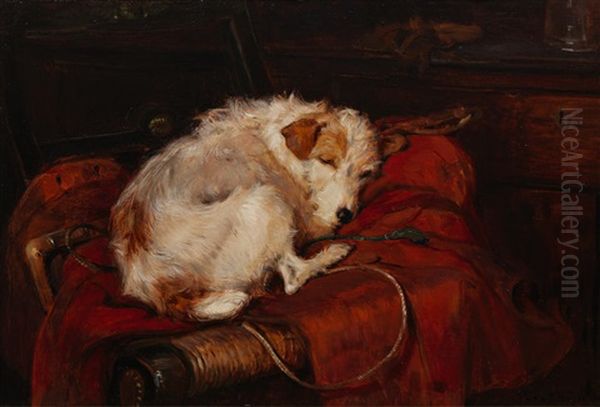 Terrier Oil Painting by Philip Eustace Stretton