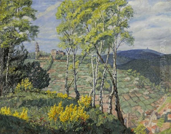 Blick Auf Die Ruine Des Klosters Limburg In Der Pfalz Oil Painting by Heinrich Strieffler