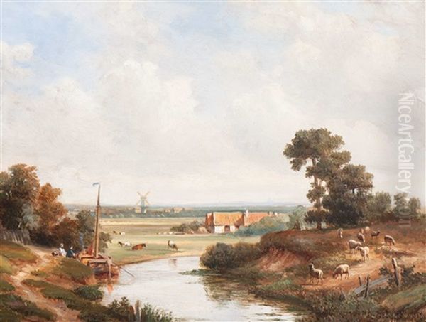 A Sunny Day At The Water Oil Painting by Jan Striening