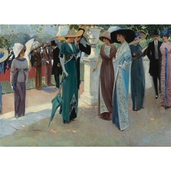 Garden Party Oil Painting by Ludwik Strimpl