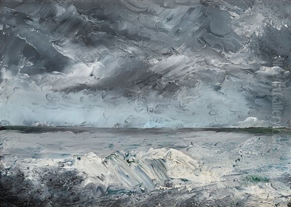 Packis I Stranden (ice Boulders On The Shore) Oil Painting by August Strindberg