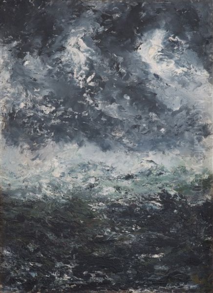 Storm Landscape Oil Painting by August Strindberg