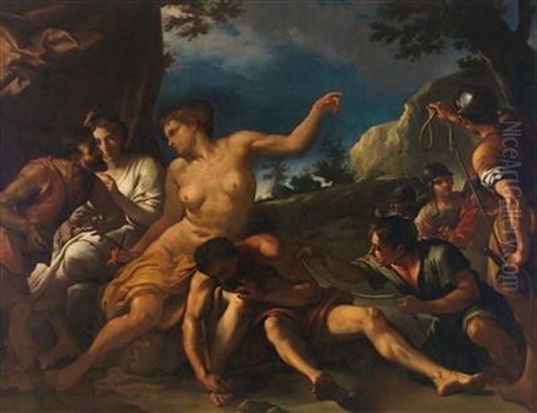 Samson And Delilah Oil Painting by Francesco Stringa