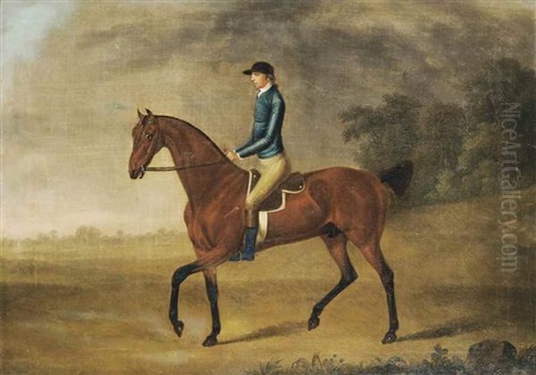 A Racehorse With Jockey Up Oil Painting by Thomas Stringer