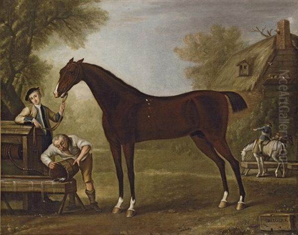 Flying Childers Held By A Groom, With Other Figures Oil Painting by Thomas Stringer