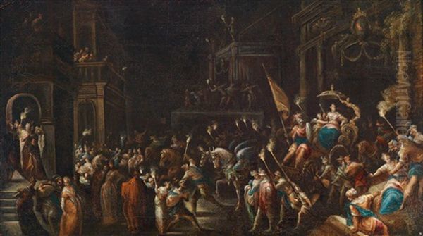 Nachtlicher Triumphzug Einer Furstin (der Einzug Der Konigin Von Saba?) Oil Painting by Bartholomaeus Strobel the Younger