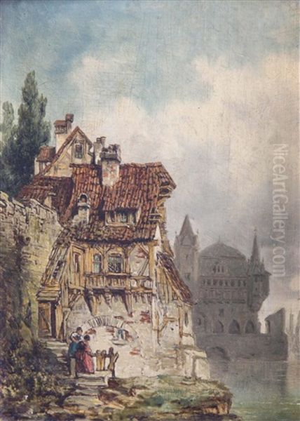 Haus An Der Hafenmauer Oil Painting by Christian Strobel