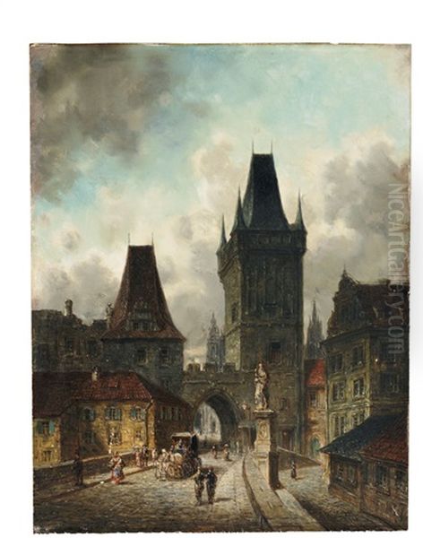 Blick Auf Das Alte Prag Oil Painting by Christian Strobel