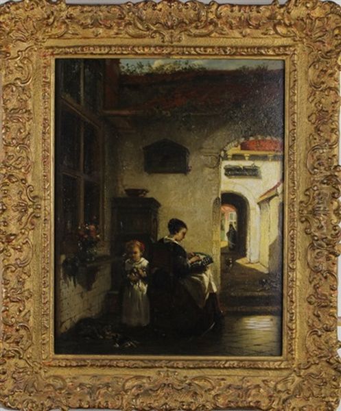 Interior Scene Oil Painting by Johannes Antoine Balthasar Stroebel