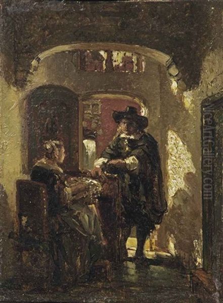 Small Talk Oil Painting by Johannes Antoine Balthasar Stroebel