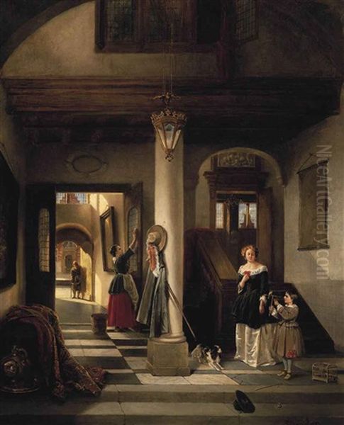 An Allegory Of Mixed Fortune Oil Painting by Johannes Antoine Balthasar Stroebel