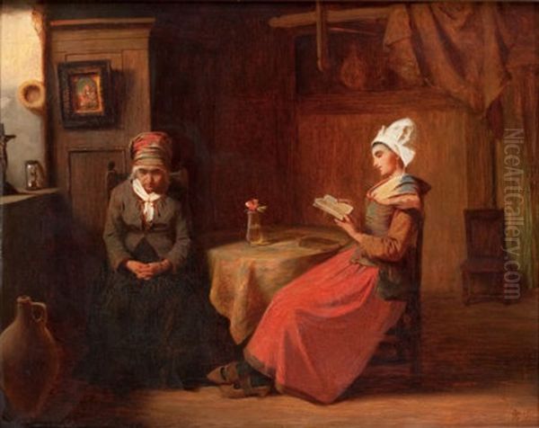 The Evening Prayer Oil Painting by Johannes Antoine Balthasar Stroebel