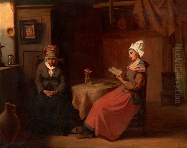 The Evening Prayer Oil Painting by Johannes Antoine Balthasar Stroebel