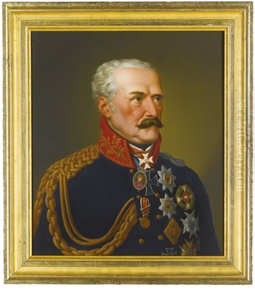 Gebhard Lembrecht Von Blucher, Furst Von Wahlstatt (1742-1819) Oil Painting by Eduard (Peter Eduard) Stroehling