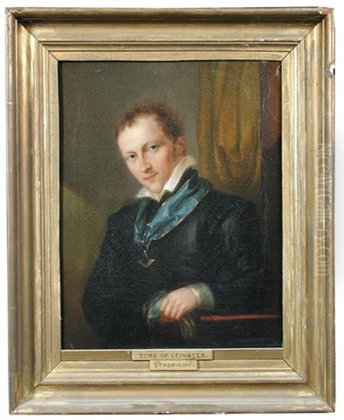 Portrait Of The 3rd Duke Of Leinster, Grand Master Of The Freemasons Of Ireland (1791-1874) Oil Painting by Eduard (Peter Eduard) Stroehling