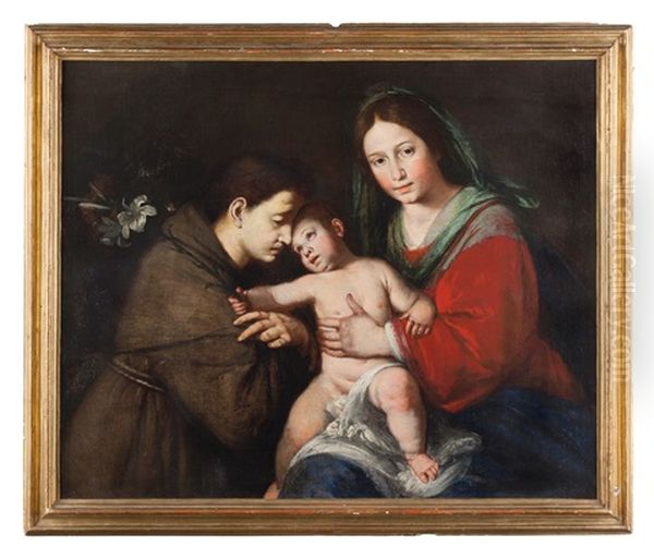 Madonna Col Bambino E Sant'antonio Oil Painting by Ermanno Stroiffi