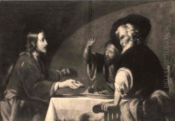 La Cena In Emmaus Oil Painting by Ermanno Stroiffi