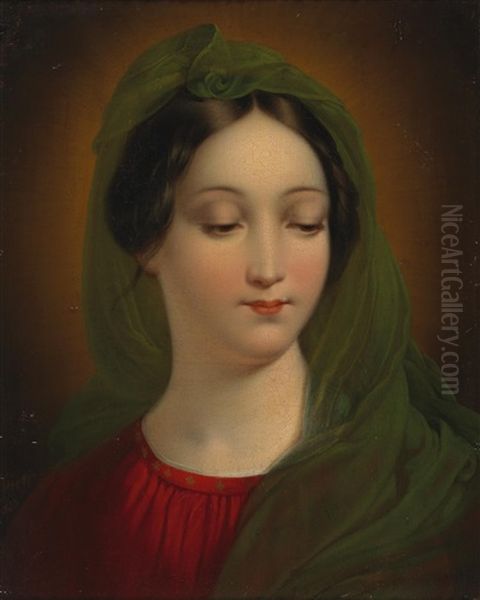 Portrait Of The Madonna Oil Painting by Mihael Stroj