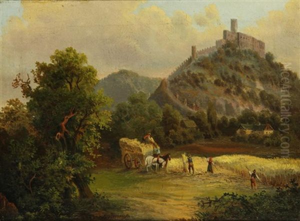 Bezdez (burg Bosig) Oil Painting by Vilem Stroeminger