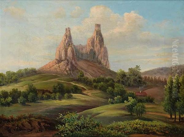 A View Of Trosky Oil Painting by Vilem Stroeminger