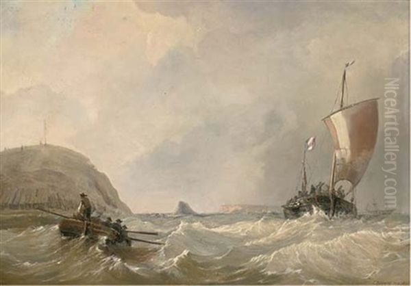 Blustery Conditions Off The French Coast Oil Painting by Charles Edward Strong