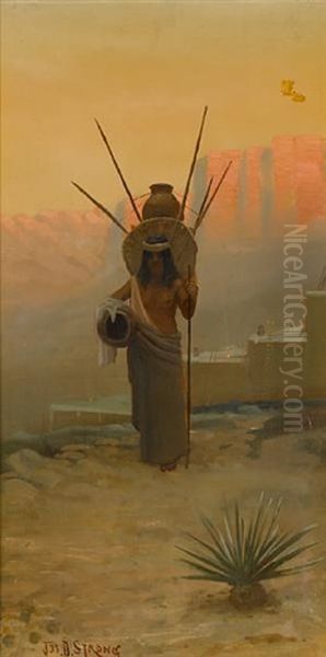 Southwest Maiden Bearing Water Oil Painting by Joseph (Joe) D. Strong