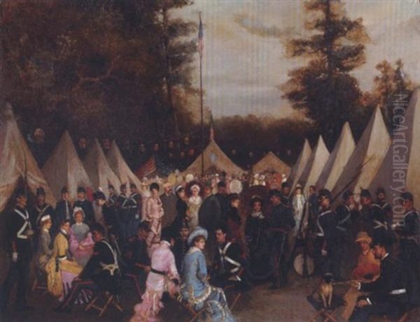 The Second Artillery N.g.c. At The Opening Of The Hotel Del Monte, Camp Crocker Oil Painting by Joseph (Joe) D. Strong