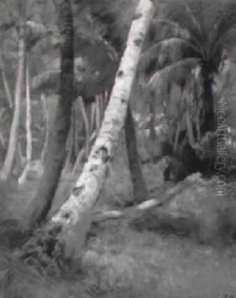 Palm Grove, Hawaii Oil Painting by Joseph (Joe) D. Strong