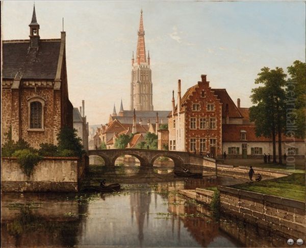 Coin De Bruges Anime Oil Painting by Francois Stroobant