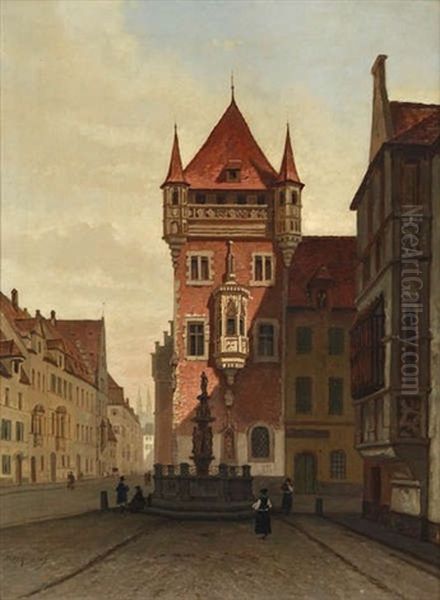 Vue De La Maison Nassau A Nurnberg Oil Painting by Francois Stroobant