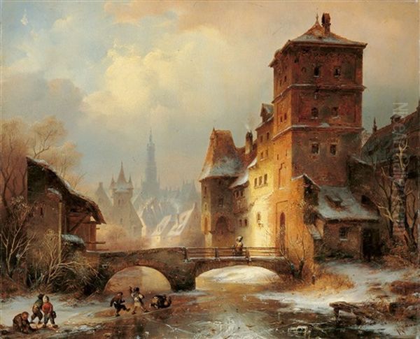 Am Vogeltor In Augsburg Oil Painting by Francois Stroobant