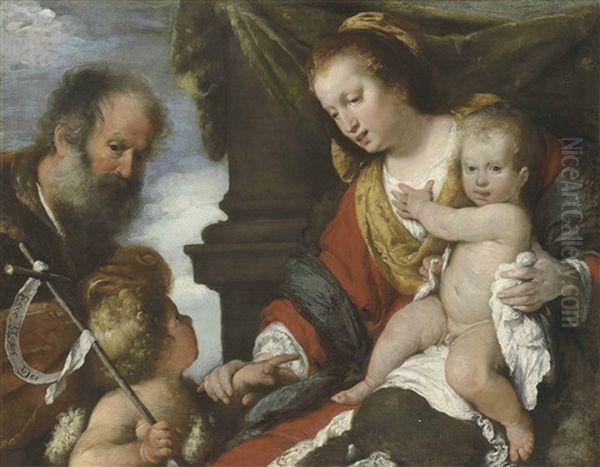 The Holy Family With The Infant Saint John The Baptist Oil Painting by Bernardo Strozzi