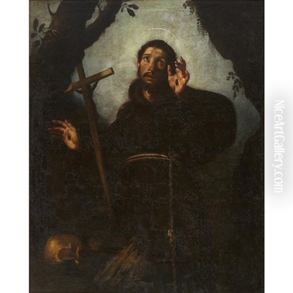 Saint Francis In Ecstasy Oil Painting by Bernardo Strozzi