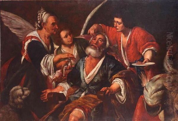 Tobie Guerissant Son Pere Oil Painting by Bernardo Strozzi