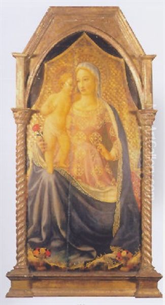 The Madonna And Child Enthroned Oil Painting by Zanobi Di Benedetto Strozzi