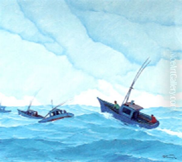 Salmon Boats Oil Painting by Herman G. Struck