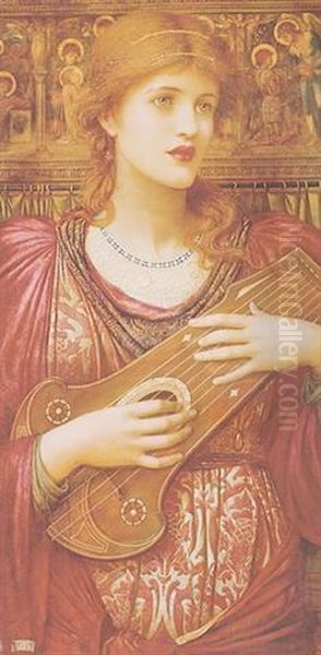 'thy Music, Faintly Falling, Dies Away, Thy Dear Eyes Dream That Love Will Live For Aye' Oil Painting by John Melhuish Strudwick