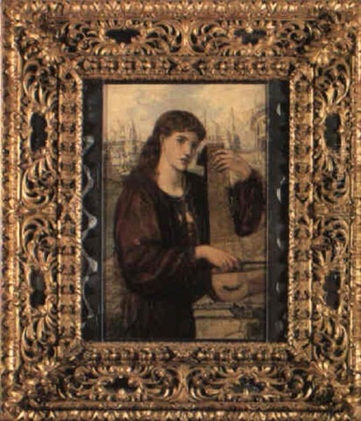 Figura Femminile Con Strumento Musicale Oil Painting by John Melhuish Strudwick