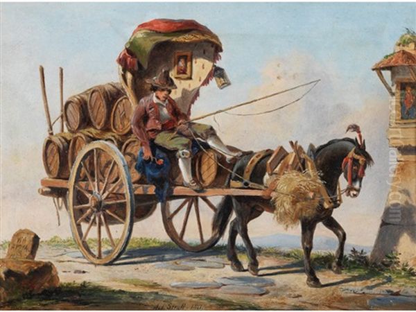 Weintransport Auf Der Via Appia/ Rom Oil Painting by Arthur John Strutt