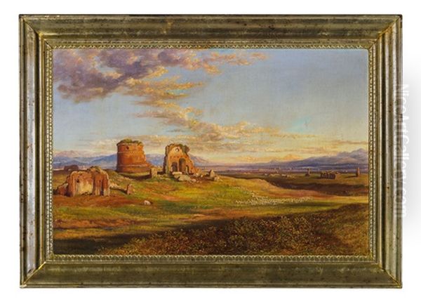 Campagna Romana Con Ruderi Oil Painting by Arthur John Strutt