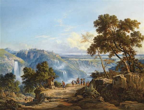 Vue Des Fontaines De Tivoli Oil Painting by Arthur John Strutt