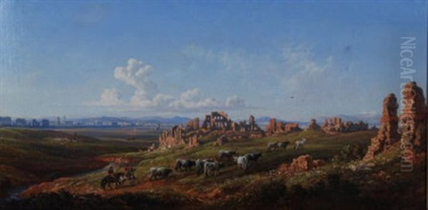 View Near Rome Oil Painting by Arthur John Strutt