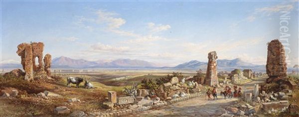 Viandanti Sull'appia Antica Oil Painting by Arthur John Strutt