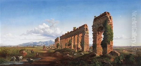 Campagnalandschaft Bei Rom Mit Der Aqua Claudia Oil Painting by Arthur John Strutt