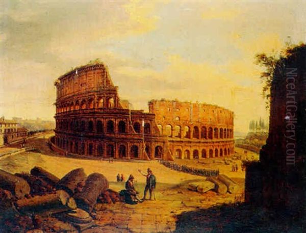 A View Of The Colosseum, Rome Oil Painting by Jacob George Strutt